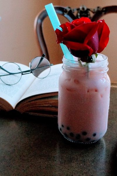 Rose Milk Tea and Homemade Rose Petal Syrup
