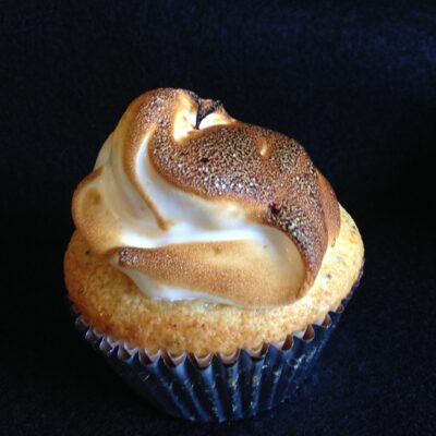 Lemon Poppyseed Cupcakes with Torched Meringue