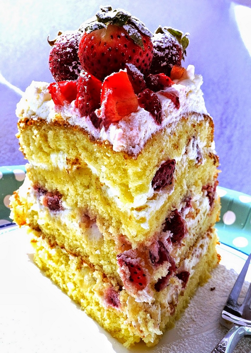 Strawberry + Cream Vanilla Sponge Cake