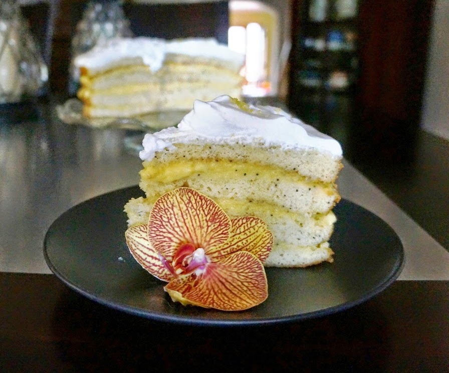 Lemon Poppyseed Cake with Champagne Cream