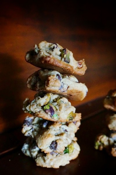 Brown Butter Chocolate Chip Cookies with Pistachios & Cherries