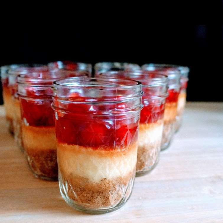 Mason Jar Cherry Cheesecakes