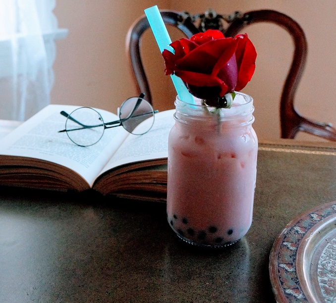 Rose Milk Tea and Homemade Rose Petal Syrup