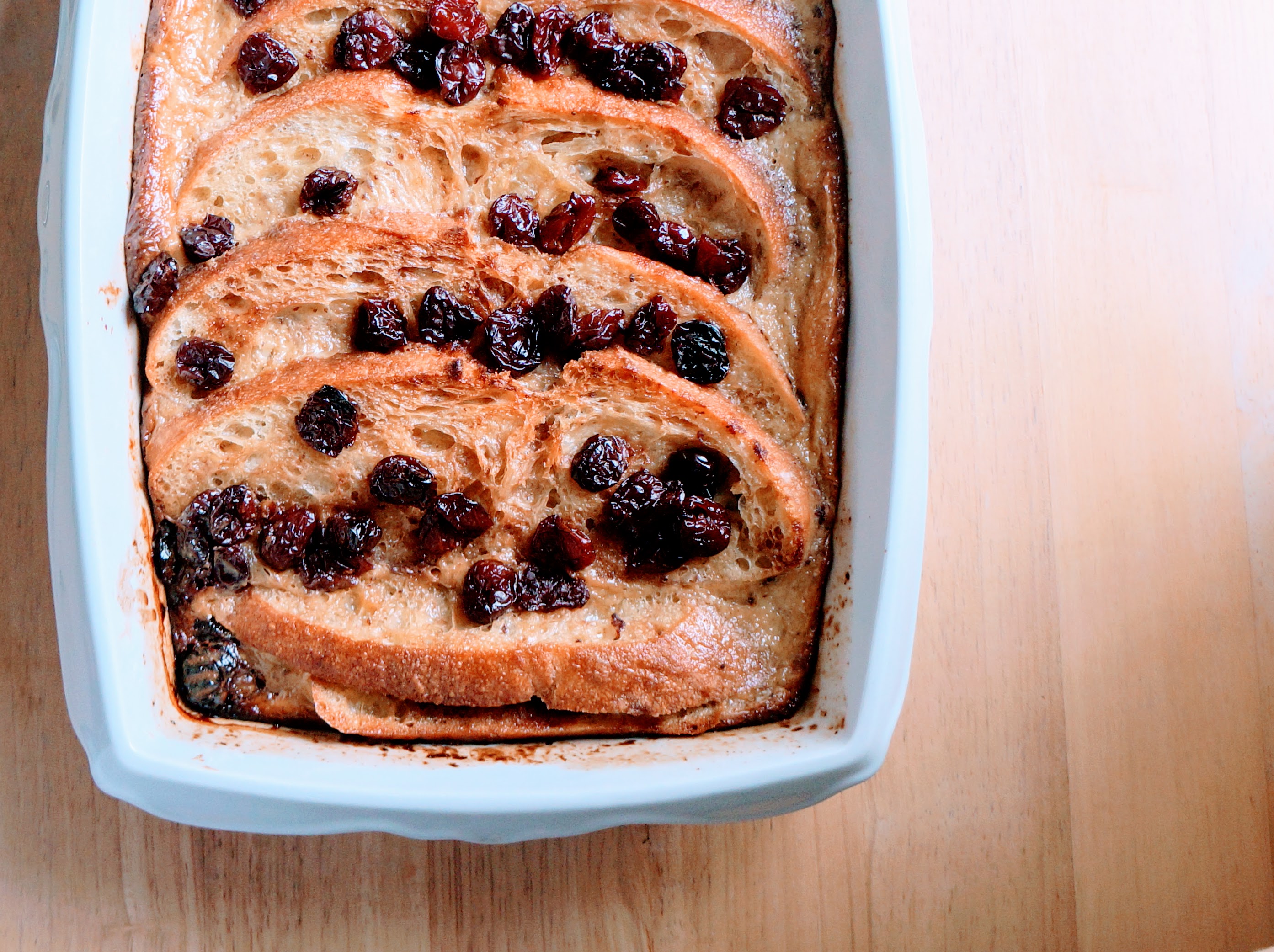 Rum Raisin Bread Pudding with Salted Caramel Sauce