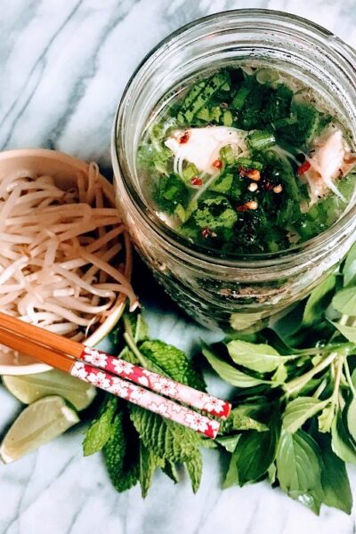 Chicken Pho with Shallot Chutney