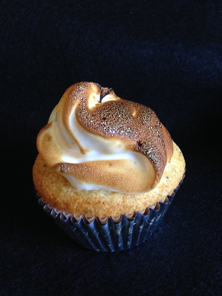 Lemon Poppyseed Cupcakes & Torched Meringue